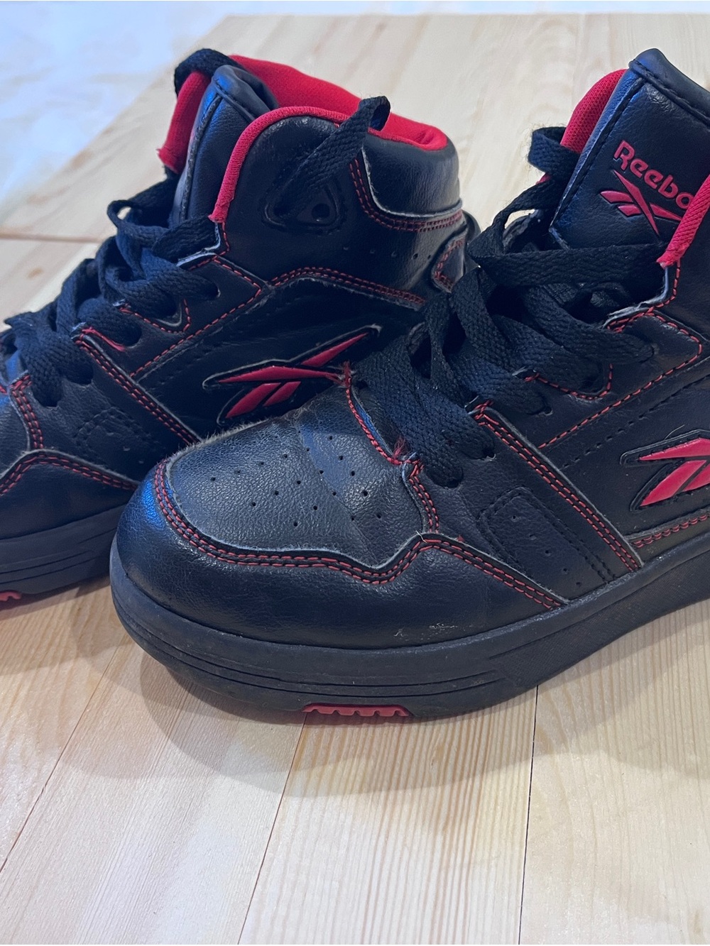 Reebok Boys Black and Red High-Top Sneakers